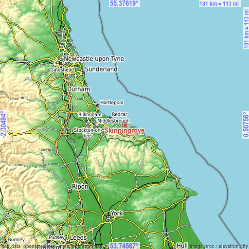 Topographic map of Skinningrove