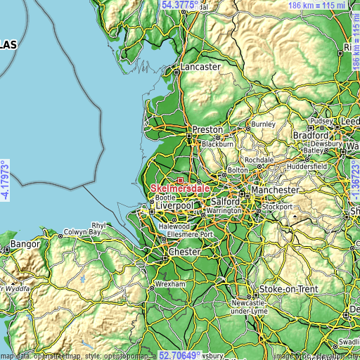 Topographic map of Skelmersdale