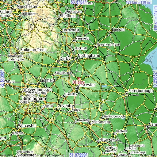 Topographic map of Sileby