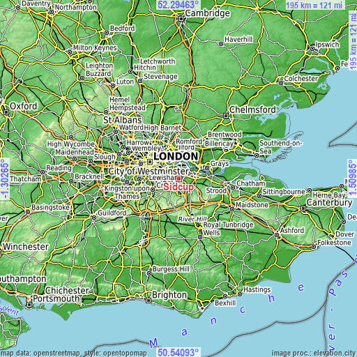 Topographic map of Sidcup