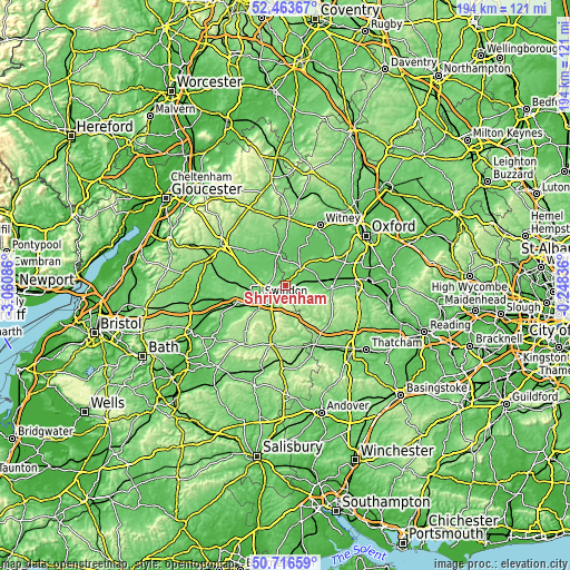 Topographic map of Shrivenham