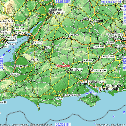 Topographic map of Shrewton