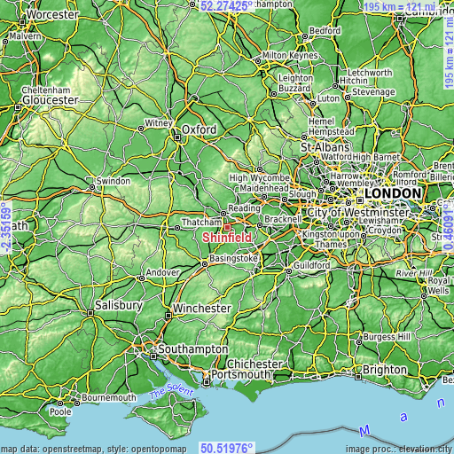 Topographic map of Shinfield