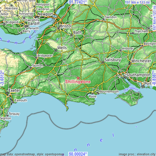 Topographic map of Shillingstone