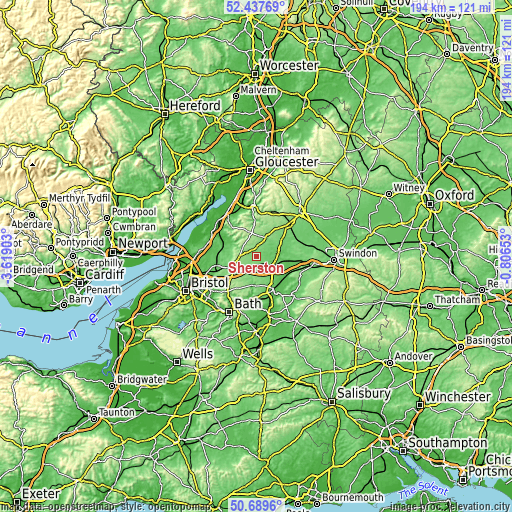 Topographic map of Sherston