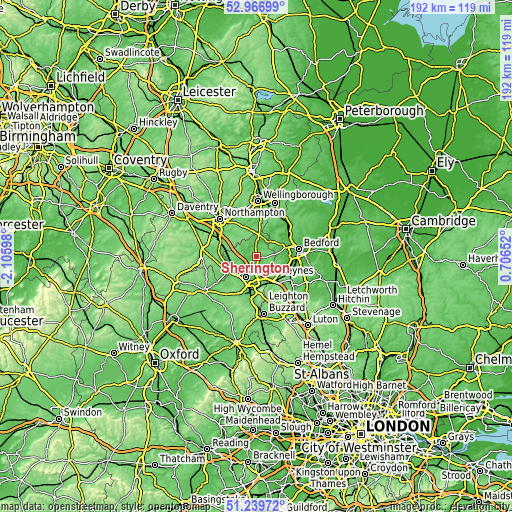 Topographic map of Sherington