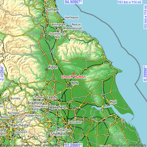 Topographic map of Sheriff Hutton