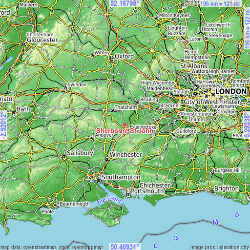 Topographic map of Sherborne St John