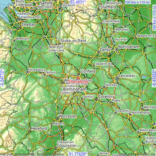 Topographic map of Shenstone