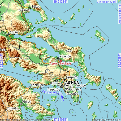 Topographic map of Áyios Nikólaos