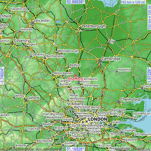 Topographic map of Shefford