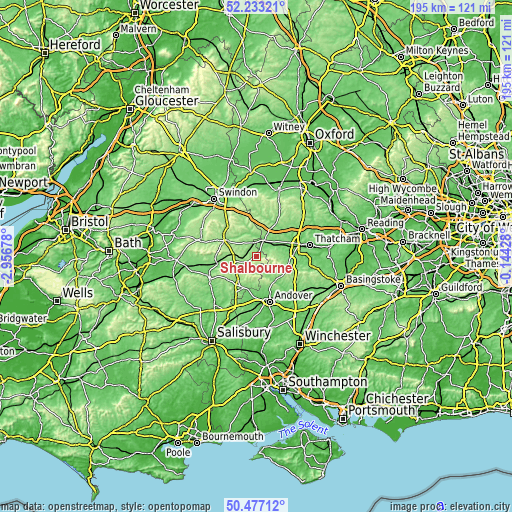 Topographic map of Shalbourne