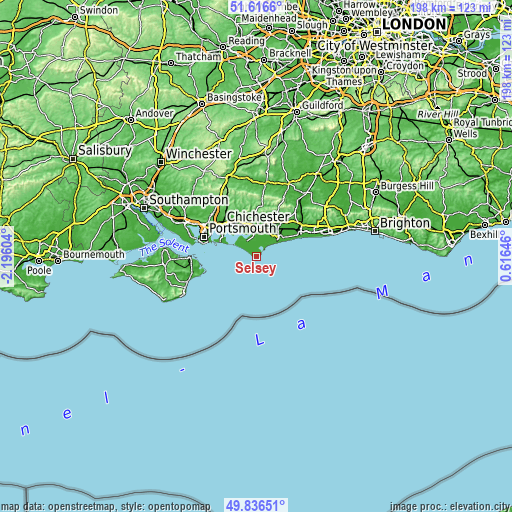 Topographic map of Selsey