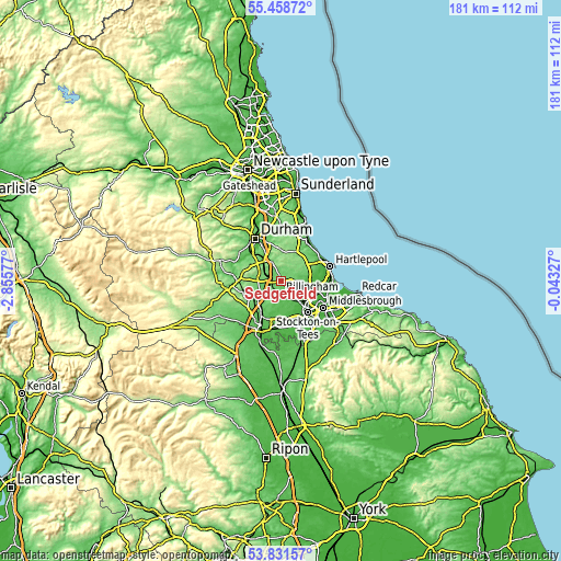 Topographic map of Sedgefield