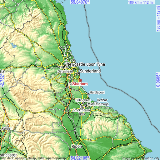 Topographic map of Seaham