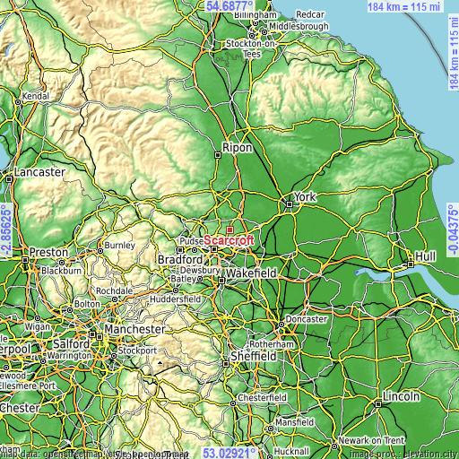 Topographic map of Scarcroft