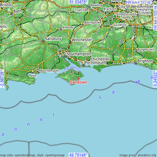 Topographic map of Sandown