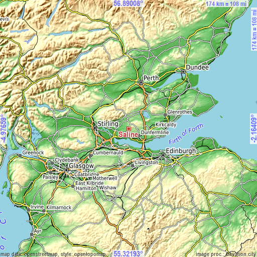 Topographic map of Saline