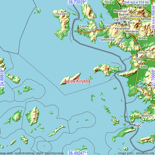 Topographic map of Agios Kirykos