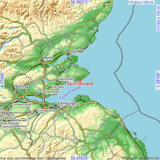 Topographic map of Saint Monans