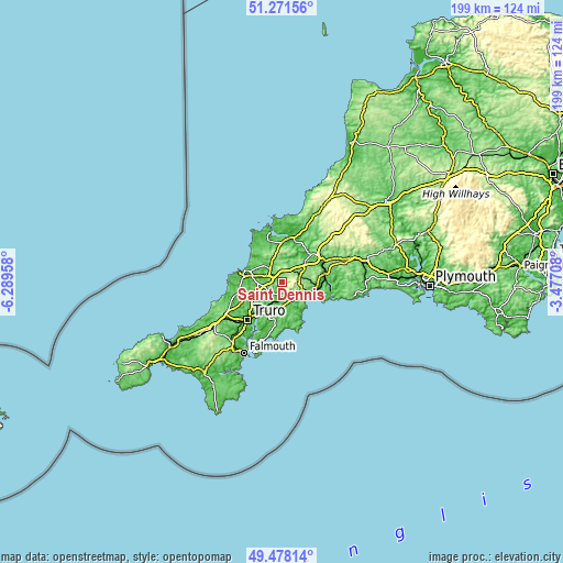 Topographic map of Saint Dennis