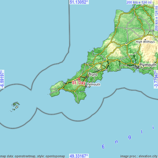 Topographic map of St. Day