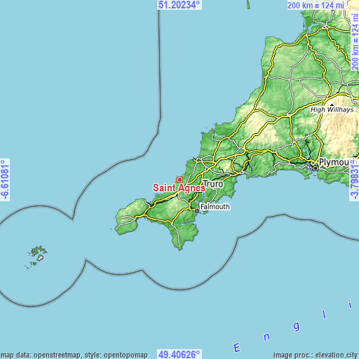 Topographic map of Saint Agnes