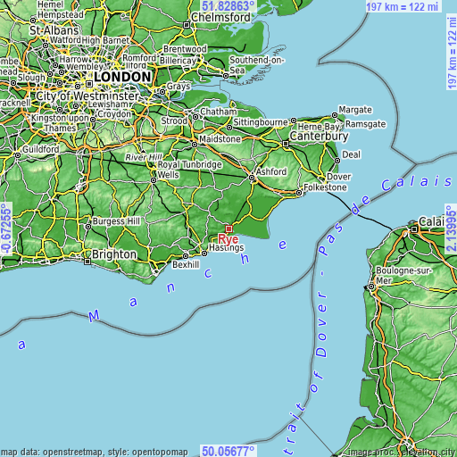 Topographic map of Rye