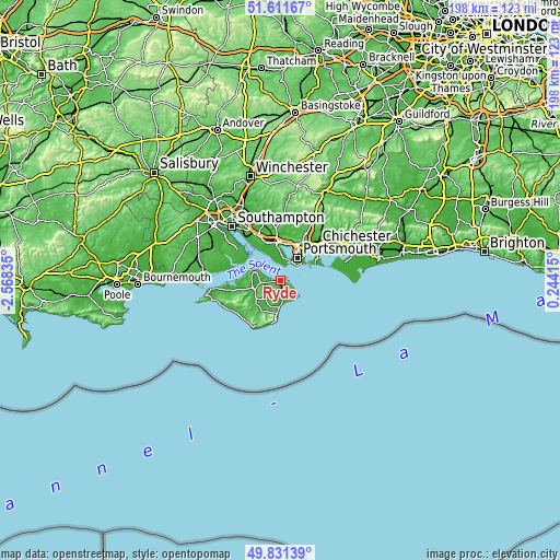Topographic map of Ryde