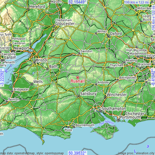 Topographic map of Rushall