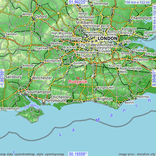 Topographic map of Rudgwick