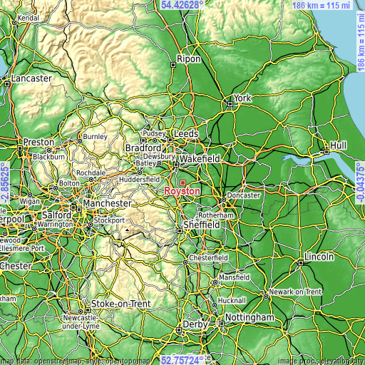 Topographic map of Royston