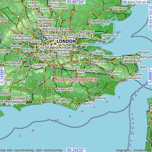 Topographic map of Royal Tunbridge Wells