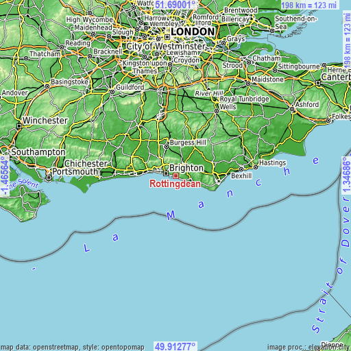 Topographic map of Rottingdean