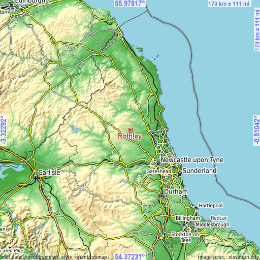 Topographic map of Rothley