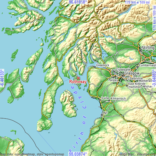 Topographic map of Rothesay