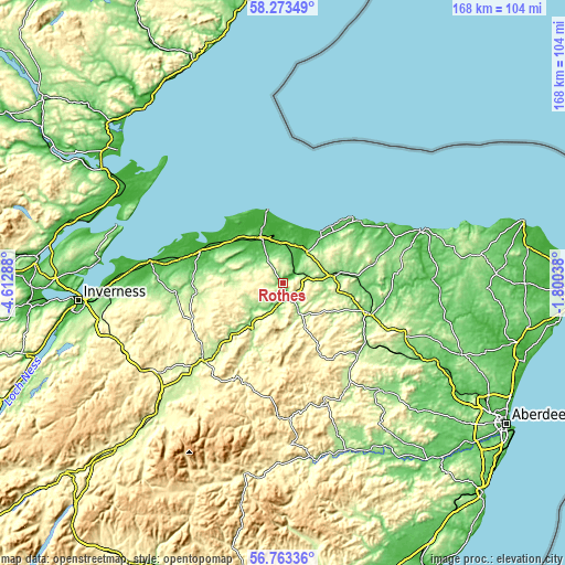 Topographic map of Rothes