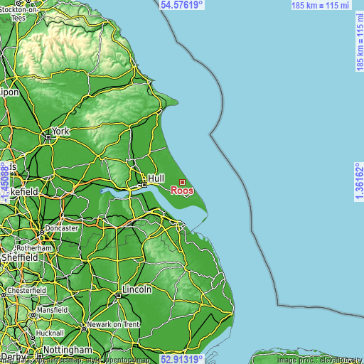 Topographic map of Roos