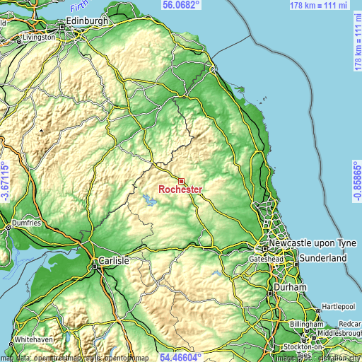 Topographic map of Rochester