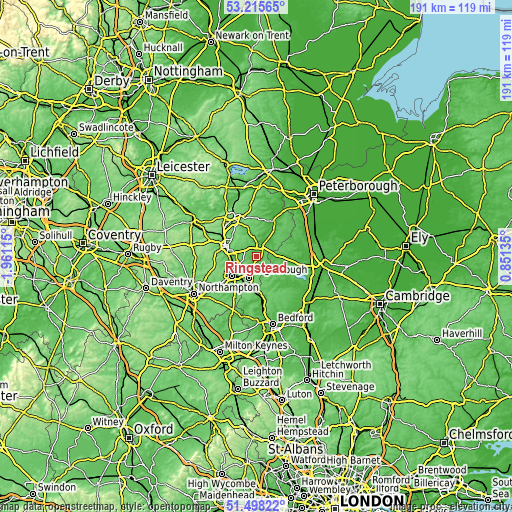 Topographic map of Ringstead