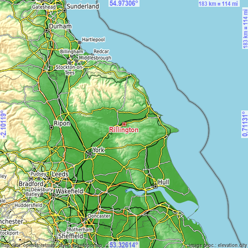 Topographic map of Rillington