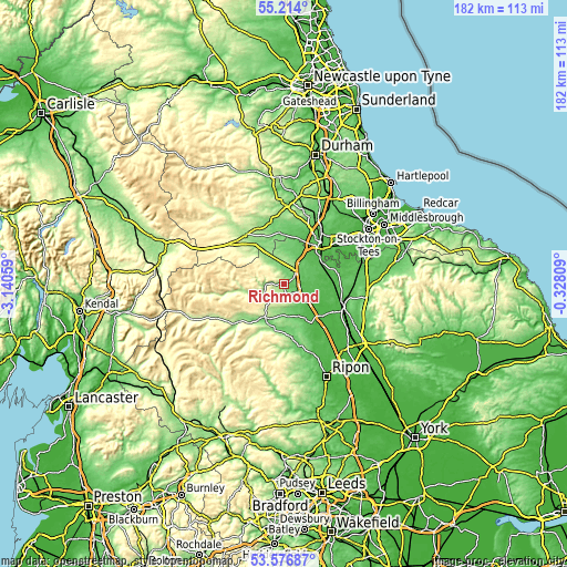 Topographic map of Richmond