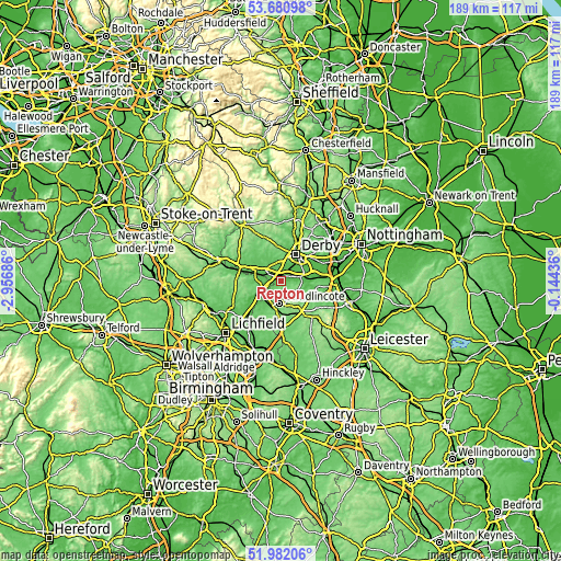 Topographic map of Repton