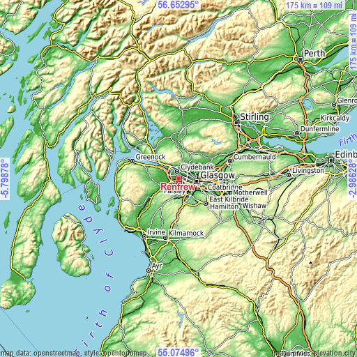 Topographic map of Renfrew