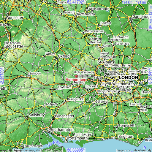 Topographic map of Remenham