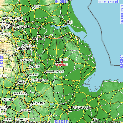 Topographic map of Reepham