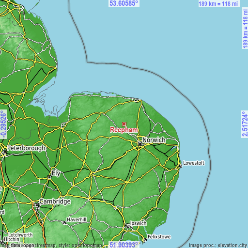 Topographic map of Reepham