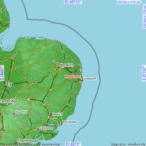 Topographic map of Reedham