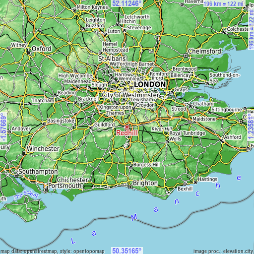 Topographic map of Redhill