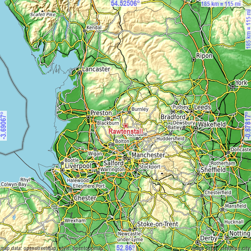 Topographic map of Rawtenstall